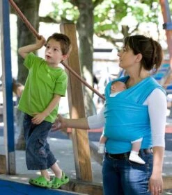 Babylonia - Tricot-Slen Organic - Draagdoek Baby - Silver Blue -Babyreizen 1054x1200 3