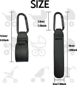 BOTC Kinderwagen Tassenhaakjes - Leer - Haakjes Voor Tassen - Set Van 2 - Leather - Extra Stevig - Buggy Haakjes - Zwart -Babyreizen 1076x1200