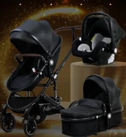 Belecoo - Luxe Kinderwagen - 3-in-1 Buggy - Opklapbare Wandelwagen - Autostoel - Wieg - Multifunctioneel - Zwart -Babyreizen 1107x1200 2
