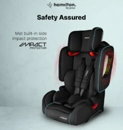 Hamilton By Yoop Cabrio Premium Opvouwbare Autostoel – Veilig, Comfortabel En Lichtgewicht Autozitje – Groep I, II, III Autostoeltje Voor 9 Maanden Tot 12 Jaar – Neon Blauw – ISOFIX Kliksysteem - 1e Opvouwbare Autostoel Ter Wereld - Zwart/Neon Blauw -Babyreizen 1139x1200 2