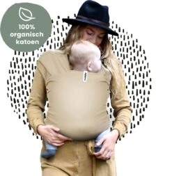 Cuddie Baby Draagdoek - Premium Organic Baby Draagdoek Gemaakt Van Bio Katoen - Newborns Tot 15 Kg - Baby Cadeau - Met Wenskaart - Sand -Babyreizen 1172x1200 3