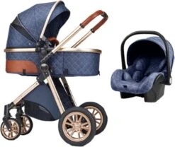 Merkloos Kinderwagen 3-in-1 – Luxe Kinderwagen - Buggy – Wandelwagen - Multifunctioneel – Opklapbaar – Incl Autostoel – Blauw -Babyreizen 1200x1011 1