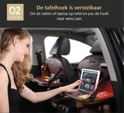 Merkloos Autostoel Organizer - Met Uitklapbare Laptophouder - Auto Organizer Met Tablet Houder - Auto Ipadhouder Voor Kinderen - Auto Organizer Met Uitklapbaar Tafel - Tray - Fleshouder - Tissuehouder - Car Organizer - Car Seat Organizer - Luxe Mat Zwart -Babyreizen 1200x1092
