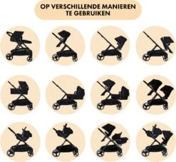 Deryan Evy Kinderwagen - Duo Kinderwagen - Uitbreidbaar - Inclusief Reiswieg - Zwart -Babyreizen 1200x1105 4
