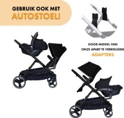 Deryan Evy Kinderwagen - Duo Kinderwagen - Uitbreidbaar - Inclusief Reiswieg - Zwart -Babyreizen 1200x1140 1