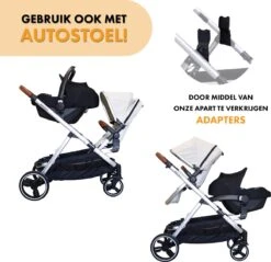 Deryan Evy Kinderwagen - Duo Kinderwagen - Uitbreidbaar - Inclusief Reiswieg - Creme -Babyreizen 1200x1161 6