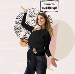 Cuddie Baby Draagdoek - Premium Organic Baby Draagdoek Gemaakt Van Bio Katoen - Newborns Tot 15 Kg - Baby Cadeau - Met Wenskaart - Zwart -Babyreizen 1200x1171 2