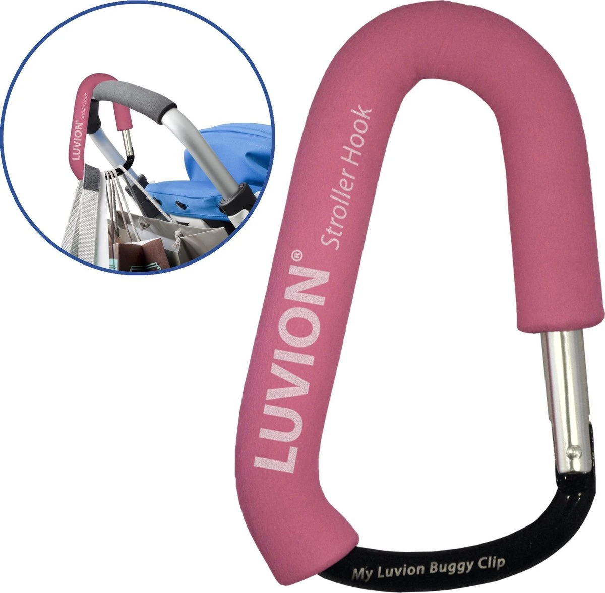 Luvion Buggy Haak / Kinderwagen Tassenhaak - Roze 3 Luvion Buggy Haak / Kinderwagen Tassenhaak - Roze