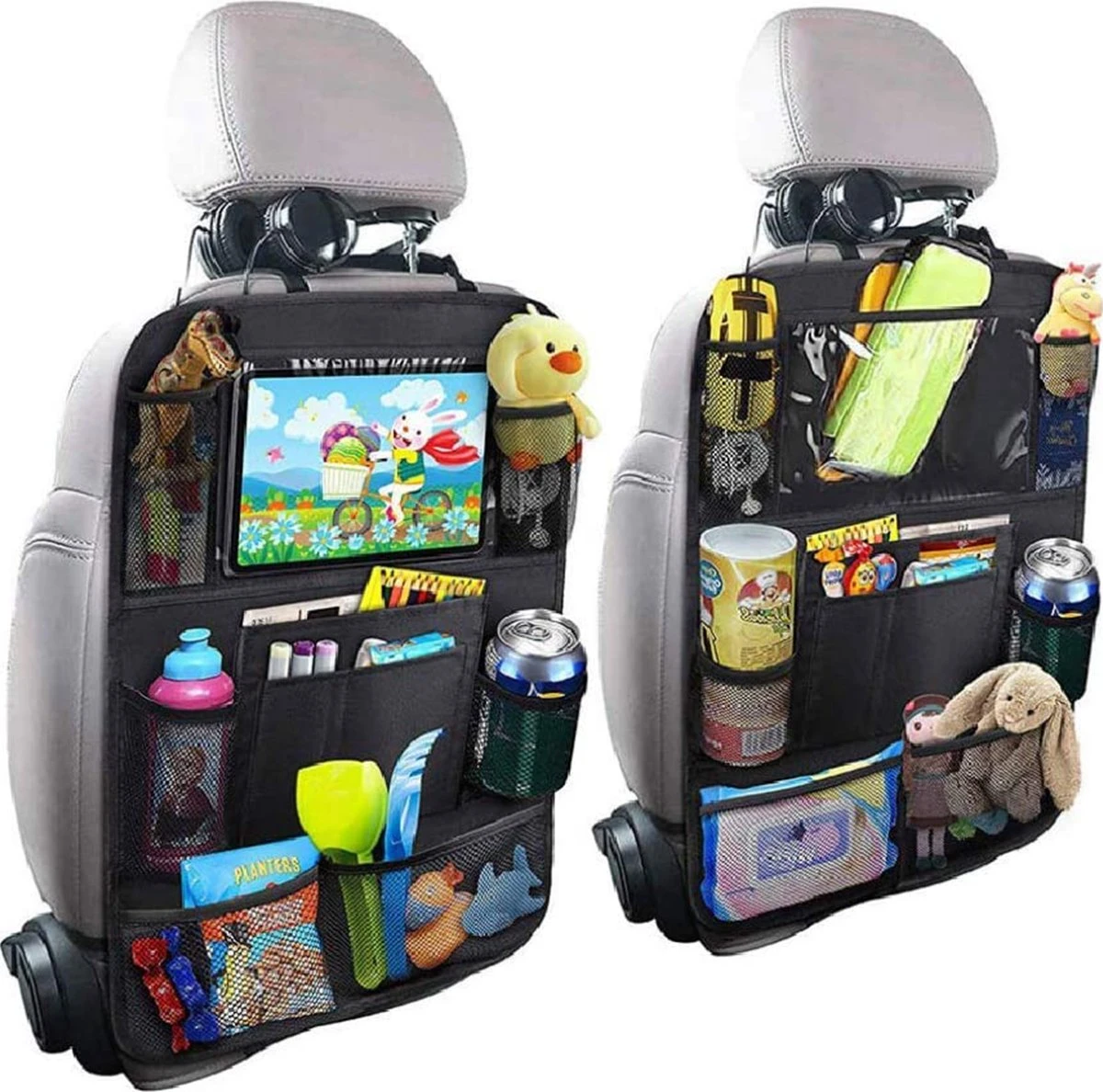 YONO Autostoel Organizer Met Tablet Houder - Auto Stoel Beschermer Achterkant - Bekerhouder En Accessoires Voor Kinderen - 2 Stuks 4 YONO Autostoel Organizer Met Tablet Houder - Auto Stoel Beschermer Achterkant - Bekerhouder En Accessoires Voor Kinderen - 2 Stuks - Afbeelding 2