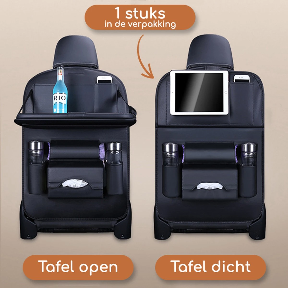 Bablue Autostoel Organizer - Zwart - 1 Stuks - Stevig PU Leer - Met Uitklapbare Tafel - Auto Organizer - Auto Accessories Interieur - Autostoel Organizer Tablet Houder - Autostoel Beschermer 14 Bablue Autostoel Organizer - Zwart - 1 Stuks - Stevig PU Leer - Met Uitklapbare Tafel - Auto Organizer - Auto Accessories Interieur - Autostoel Organizer Tablet Houder - Autostoel Beschermer - Afbeelding 12