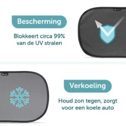 ForDig Zonnescherm Auto (2 Stuks) - Extra Donker - Zonwering UV Protectie Voor Auto Zijruit – Zonwering Auto – Zonder Zuignappen – 80 GSM – 51 X 31 CM -Babyreizen 1200x1200 350