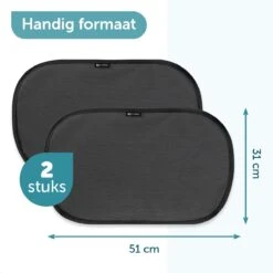 ForDig Zonnescherm Auto (2 Stuks) - Extra Donker - Zonwering UV Protectie Voor Auto Zijruit – Zonwering Auto – Zonder Zuignappen – 80 GSM – 51 X 31 CM -Babyreizen 1200x1200 353