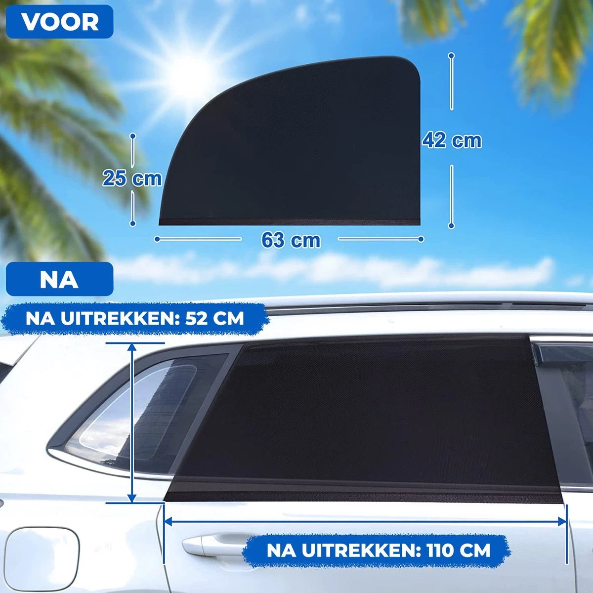 Nince Zonnescherm Auto Zijraam - Overtrek - Set Van 2 Extra Donker 9 Nince Zonnescherm Auto Zijraam - Overtrek - Set Van 2 Extra Donker - Afbeelding 7