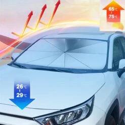 EXTRA GROOT Zonnescherm / Autoparaplu - Binnenkant Voorruit Auto - Opvouwbaar - Hitte En UV Bescherming 148X86cm -Babyreizen 1200x1200 361