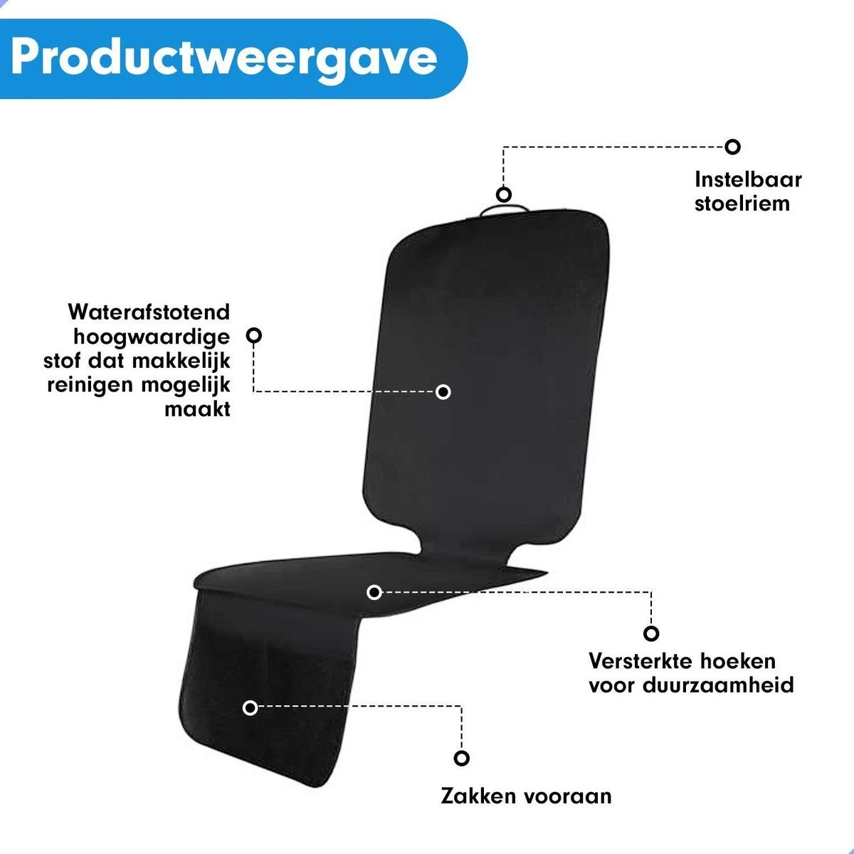 Professor Q - Autostoelhoes - Autostoelbeschermer - Autostoel Beschermer - Zwart 8 Professor Q - Autostoelhoes - Autostoelbeschermer - Autostoel Beschermer - Zwart - Afbeelding 6