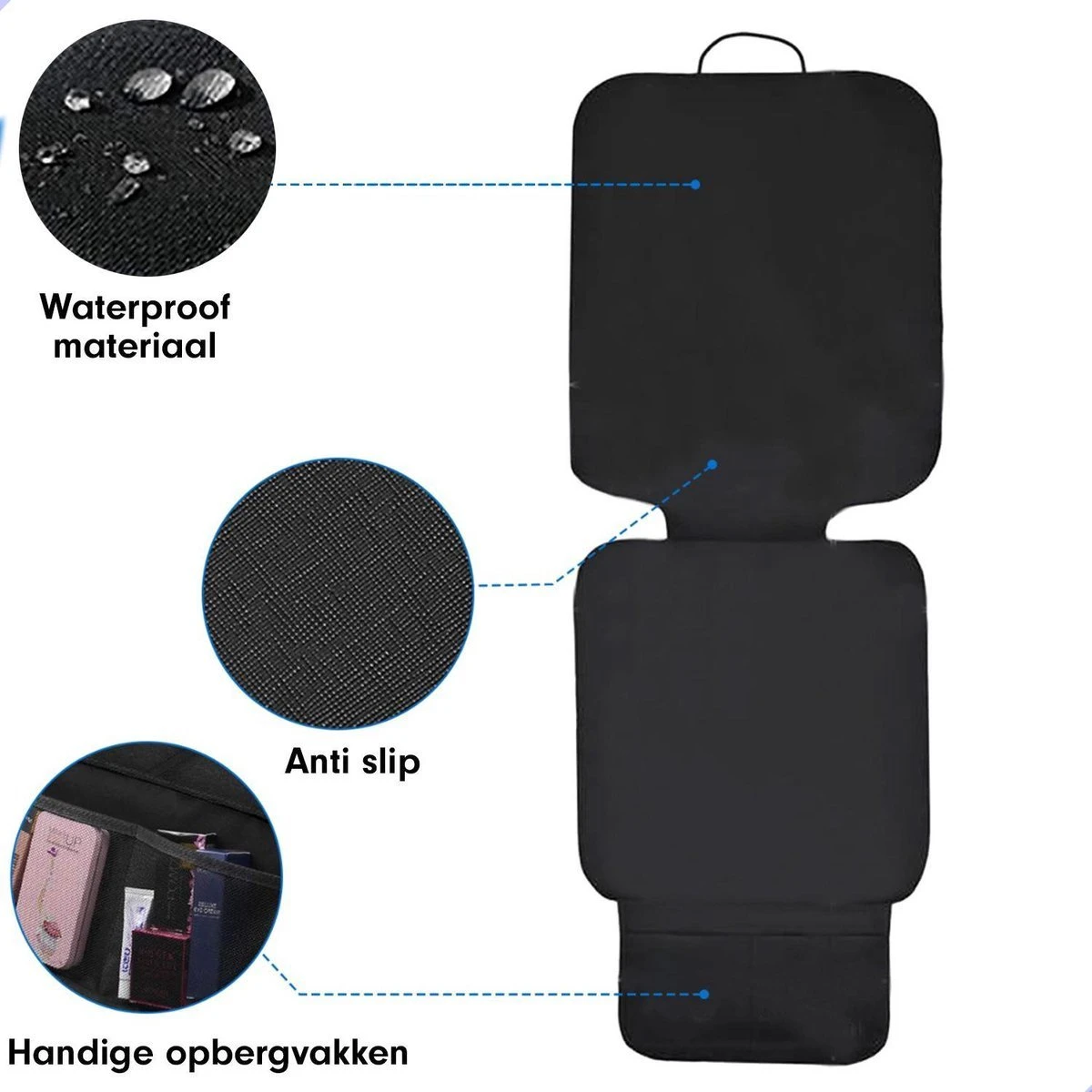 Professor Q - Autostoelhoes - Autostoelbeschermer - Autostoel Beschermer - Zwart 9 Professor Q - Autostoelhoes - Autostoelbeschermer - Autostoel Beschermer - Zwart - Afbeelding 7