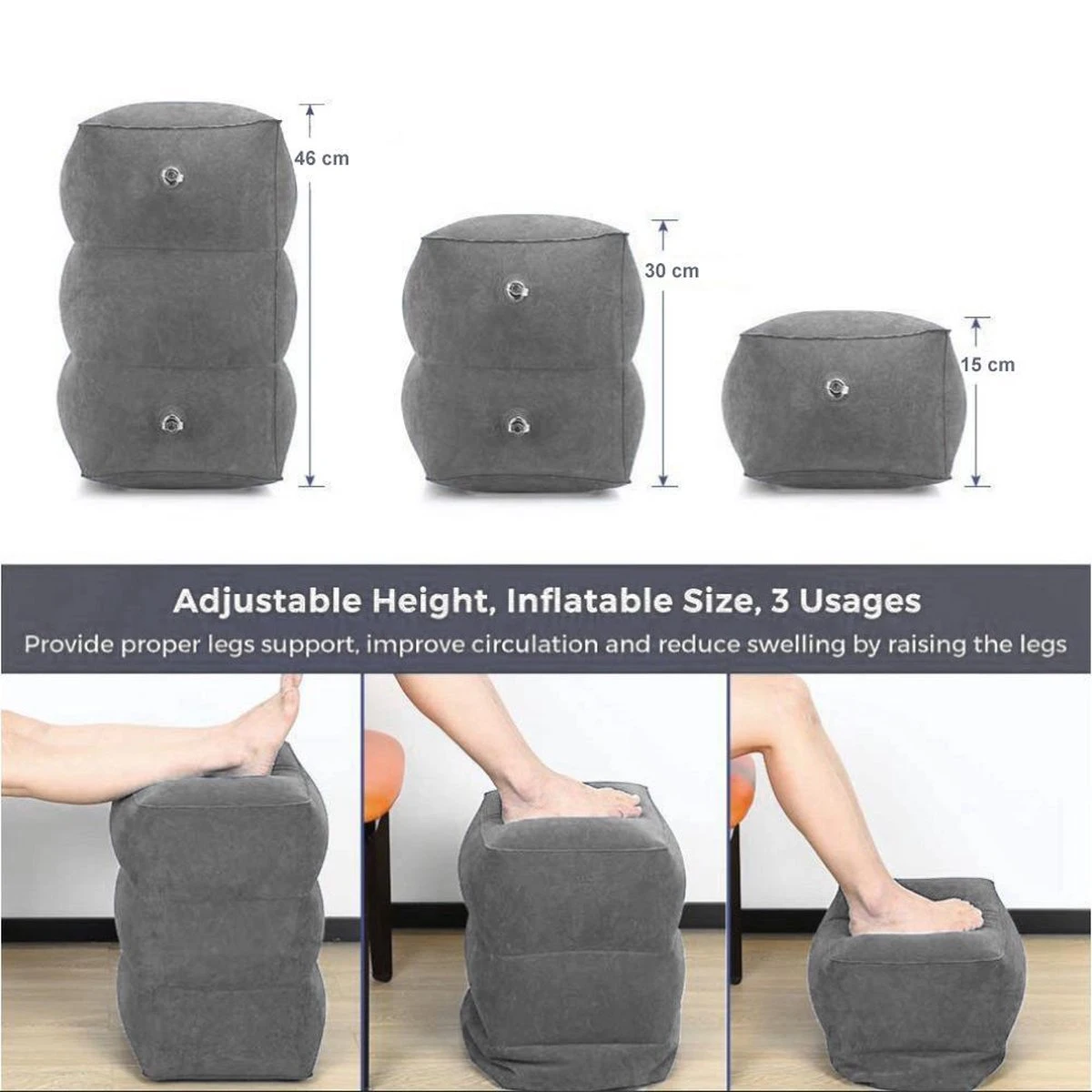 Vliegtuigbedje Met 3 Hoogtestanden - Opblaasbare Voetensteun 5 Vliegtuigbedje Met 3 Hoogtestanden - Opblaasbare Voetensteun - Afbeelding 3