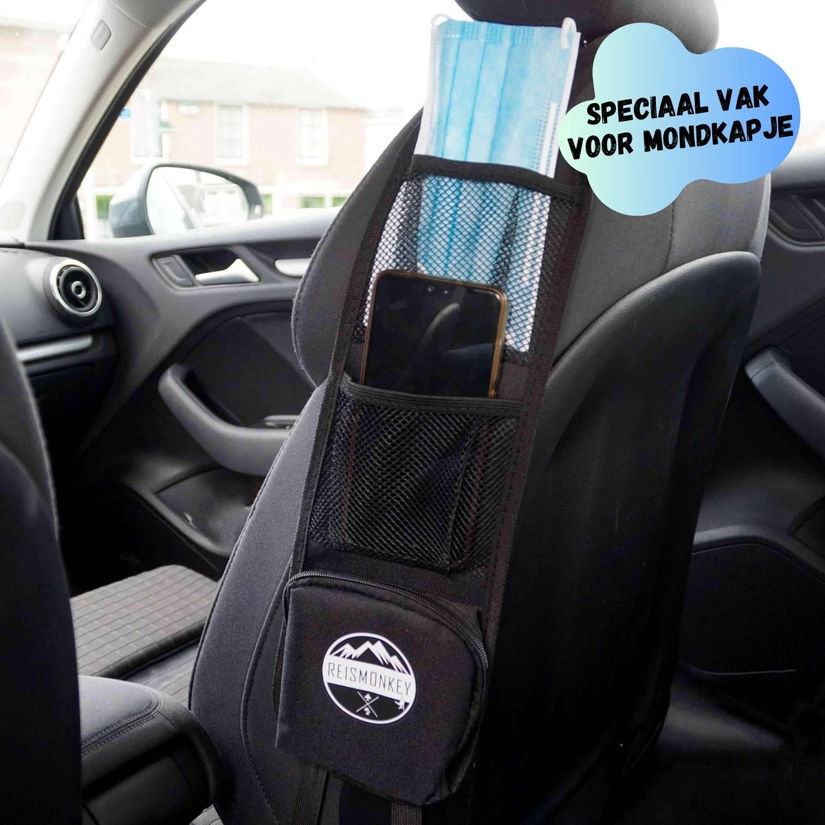 Reismonkey Auto Organizer – Auto Accessories – Voor Telefoon - Autostoel Organizer – Zwart – Auto Portemonnee 5 Reismonkey Auto Organizer – Auto Accessories – Voor Telefoon - Autostoel Organizer – Zwart – Auto Portemonnee - Afbeelding 3