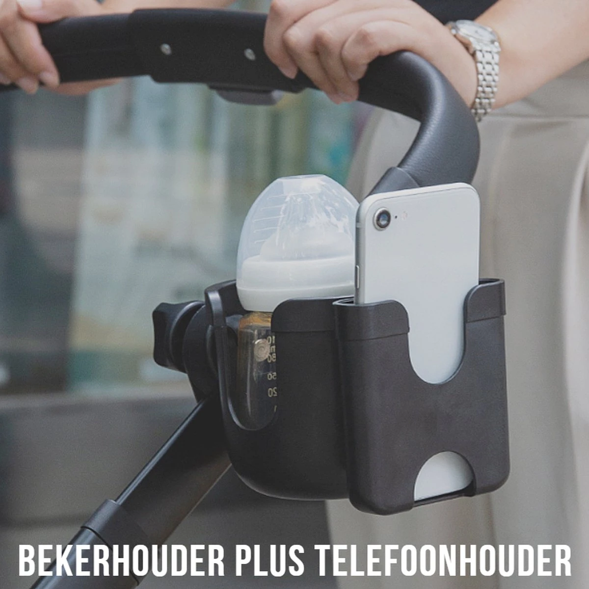 Merkloos Allernieuwste Universele Bekerhouder PLUS Telefoonhouder Voor Kinderwagen, Buggy En Fiets - Kinderwagen Accessoires - Combi 2-in-1 - ZWART 3 Merkloos Allernieuwste Universele Bekerhouder PLUS Telefoonhouder Voor Kinderwagen, Buggy En Fiets - Kinderwagen Accessoires - Combi 2-in-1 - ZWART