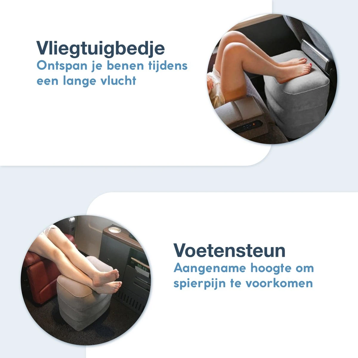 Merkloos Vliegtuigbedje - Opblaasbare Voetensteun - Reiskussen Vliegtuig - 3 Standen 4 Merkloos Vliegtuigbedje - Opblaasbare Voetensteun - Reiskussen Vliegtuig - 3 Standen - Afbeelding 2