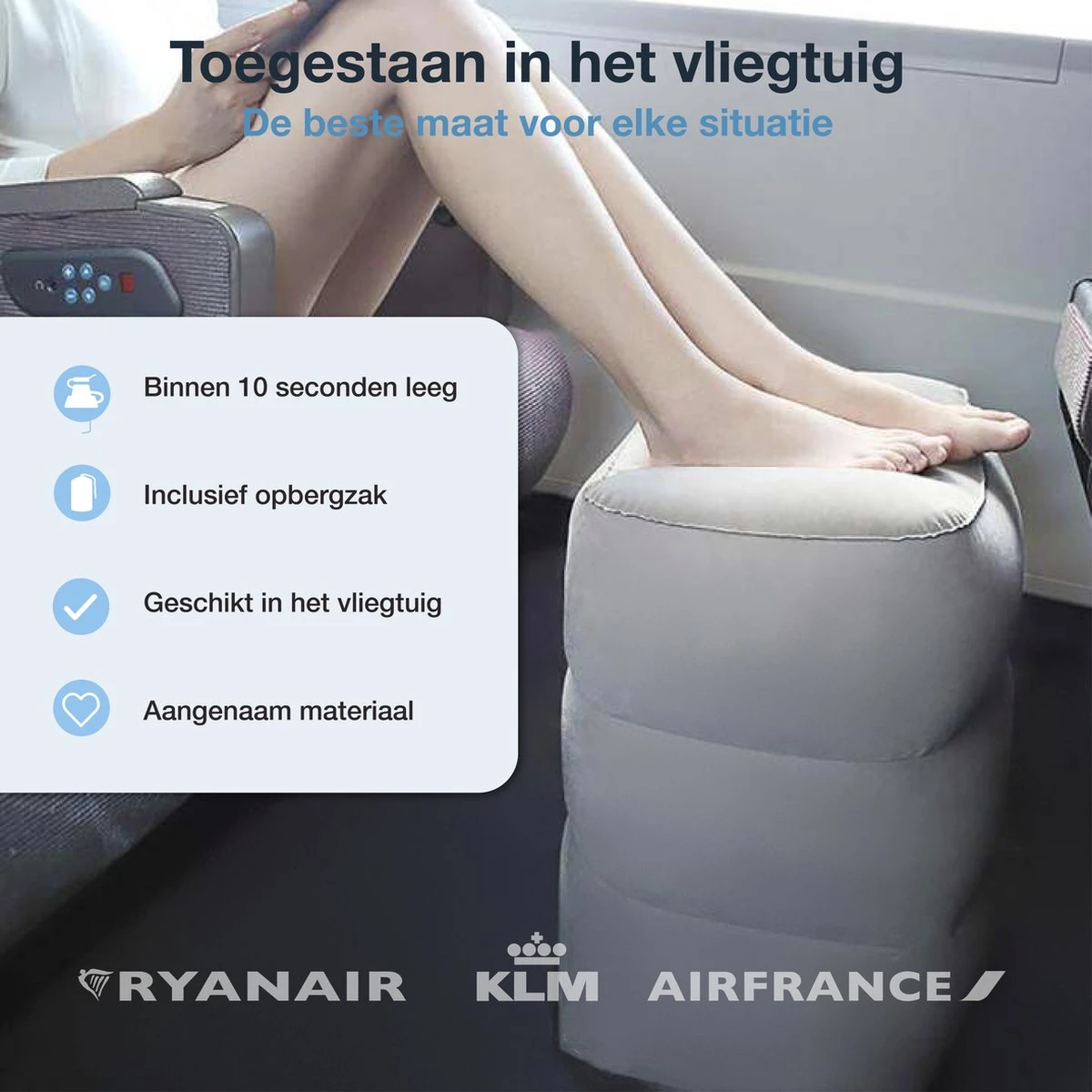 Merkloos Vliegtuigbedje - Opblaasbare Voetensteun - Reiskussen Vliegtuig - 3 Standen 5 Merkloos Vliegtuigbedje - Opblaasbare Voetensteun - Reiskussen Vliegtuig - 3 Standen - Afbeelding 3