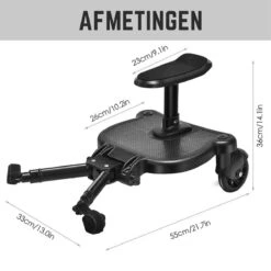Merkloos Kinderwagen/Buggy Meerijdplankje - Kant & Klaar - In Elkaar Gezet - Universeel – Met Zitje – Verstelbaar – Zwart -Babyreizen 1200x1200 835