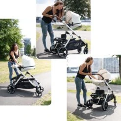 Deryan Evy Kinderwagen - Duo Kinderwagen - Uitbreidbaar - Inclusief Reiswieg - Creme -Babyreizen 1200x1200 904