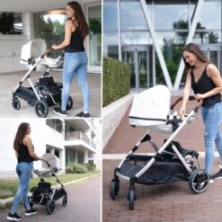 Deryan Evy Kinderwagen - Duo Kinderwagen - Uitbreidbaar - Inclusief Reiswieg - Creme -Babyreizen 1200x1200 906