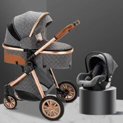 Merkloos Kinderwagen 3-in-1 – Luxe Kinderwagen - Buggy – Wandelwagen - Multifunctioneel – Opklapbaar – Incl Autostoel – Grijs