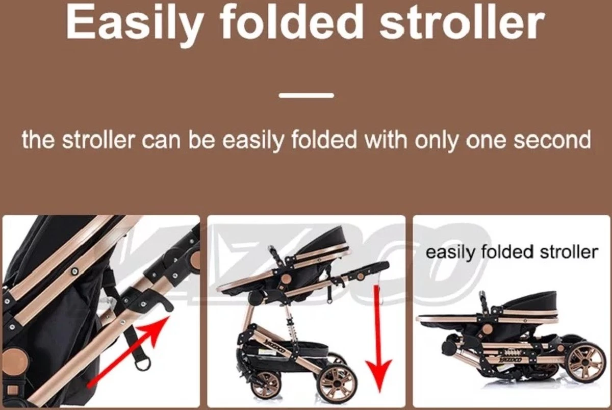 Merkloos Luxe Multi-functionele 3 In 1 Wandelwagen - Babywagen - Kwalitatieve Buggy - Opklapbare Kinderwagen - Licht En Flexibel 10 Merkloos Luxe Multi-functionele 3 In 1 Wandelwagen - Babywagen - Kwalitatieve Buggy - Opklapbare Kinderwagen - Licht En Flexibel - Afbeelding 8