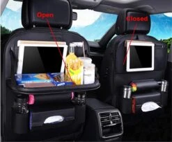Merkloos Autostoel Organizer - Met Uitklapbare Laptophouder - Auto Organizer Met Tablet Houder - Auto Ipadhouder Voor Kinderen - Auto Organizer Met Uitklapbaar Tafel - Tray - Fleshouder - Tissuehouder - Car Organizer - Car Seat Organizer - Luxe Mat Zwart -Babyreizen 1200x997