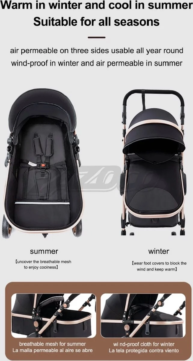 Merkloos Luxe Multi-functionele 3 In 1 Wandelwagen - Babywagen - Kwalitatieve Buggy - Opklapbare Kinderwagen - Licht En Flexibel 11 Merkloos Luxe Multi-functionele 3 In 1 Wandelwagen - Babywagen - Kwalitatieve Buggy - Opklapbare Kinderwagen - Licht En Flexibel - Afbeelding 9