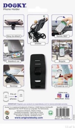 Dooky Telefoonhouder Smartphone Telefoon Houder 360* Rotatie Universeel Kinderwagen Fiets Zwart -Babyreizen 701x1200