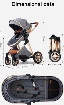 Merkloos Luxe Multi-functionele 3 In 1 Kinderwagen - Kwalitatieve Buggy - Opklapbare Wandelwagen - Khaki -Babyreizen 731x1200 1