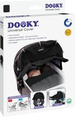 Dooky Universal Cover Zonnescherm Kinderwagen - Uni Zwart -Babyreizen 764x1200 2