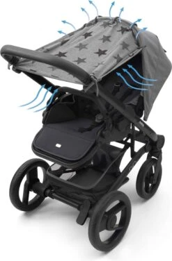 Dooky Universal Cover Zonnescherm Kinderwagen - Grey Stars 18 Dooky Universal Cover Zonnescherm Kinderwagen - Grey Stars -Babyreizen 788x1200 1