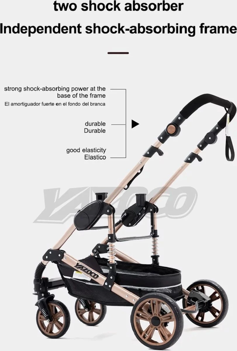 Merkloos Luxe Multi-functionele 3 In 1 Wandelwagen - Babywagen - Kwalitatieve Buggy - Opklapbare Kinderwagen - Licht En Flexibel 6 Merkloos Luxe Multi-functionele 3 In 1 Wandelwagen - Babywagen - Kwalitatieve Buggy - Opklapbare Kinderwagen - Licht En Flexibel - Afbeelding 4