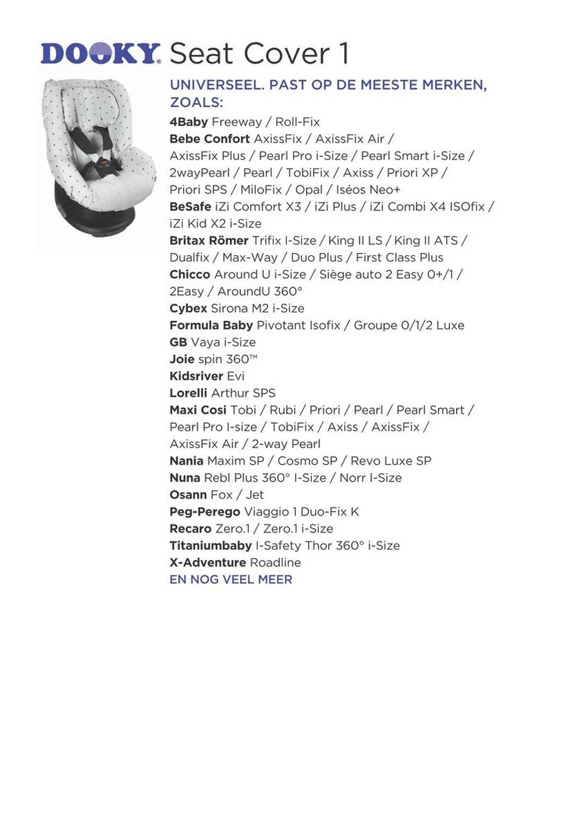 Dooky Seat Cover Groep 1 Autostoel Hoes Light Grey Crowns 7 Dooky Seat Cover Groep 1 Autostoel Hoes Light Grey Crowns - Afbeelding 5