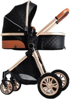 Merkloos Kinderwagen 3-in-1 – Luxe Kinderwagen - Buggy – Wandelwagen - Multifunctioneel – Opklapbaar – Incl. Autostoel – Zwart -Babyreizen 852x1200