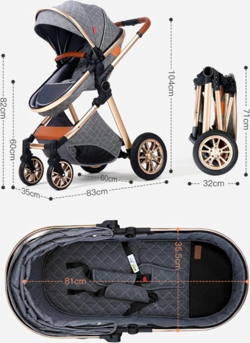 Merkloos Kinderwagen 3-in-1 – Luxe Kinderwagen - Buggy – Wandelwagen - Multifunctioneel – Opklapbaar – Incl Autostoel – Donkergrijs 7 Merkloos Kinderwagen 3-in-1 – Luxe Kinderwagen - Buggy – Wandelwagen - Multifunctioneel – Opklapbaar – Incl Autostoel – Donkergrijs - Afbeelding 5