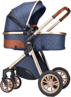Merkloos Kinderwagen 3-in-1 – Luxe Kinderwagen - Buggy – Wandelwagen - Multifunctioneel – Opklapbaar – Incl Autostoel – Blauw -Babyreizen 885x1200 2