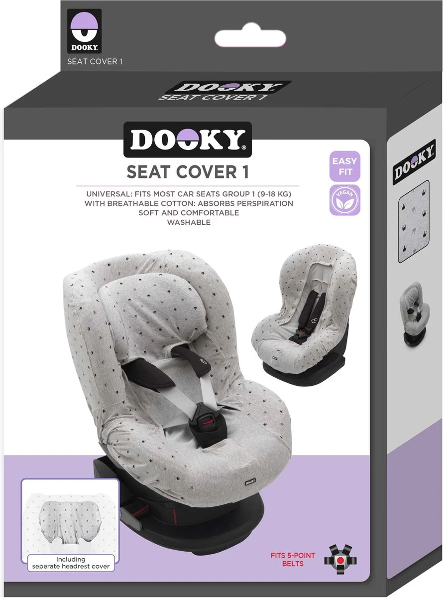 Dooky Seat Cover Groep 1 Autostoel Hoes Light Grey Crowns 11 Dooky Seat Cover Groep 1 Autostoel Hoes Light Grey Crowns - Afbeelding 9