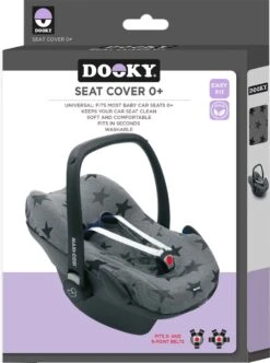 Dooky Seat Cover 0+ Autostoel Hoes - Grey Star -Babyreizen 893x1200 3
