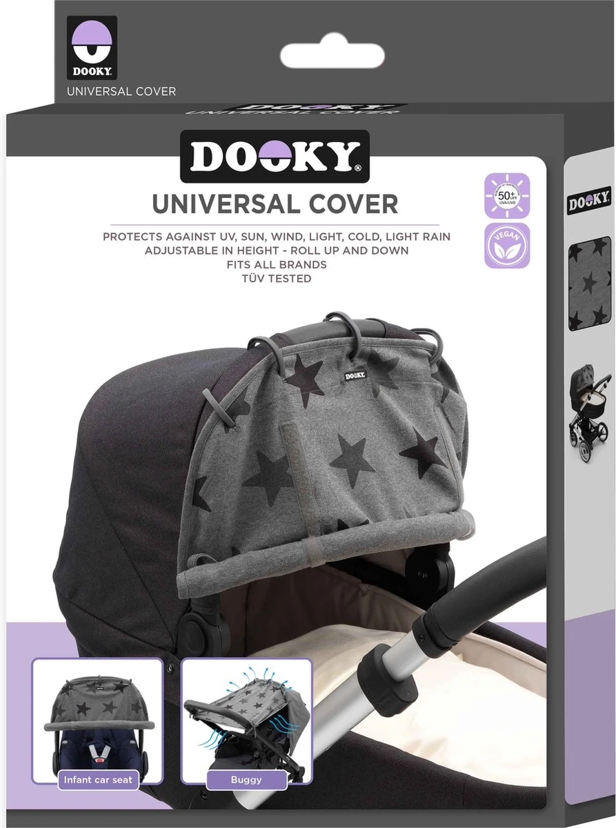 Dooky Universal Cover Zonnescherm Kinderwagen - Grey Stars 7 Dooky Universal Cover Zonnescherm Kinderwagen - Grey Stars - Afbeelding 5