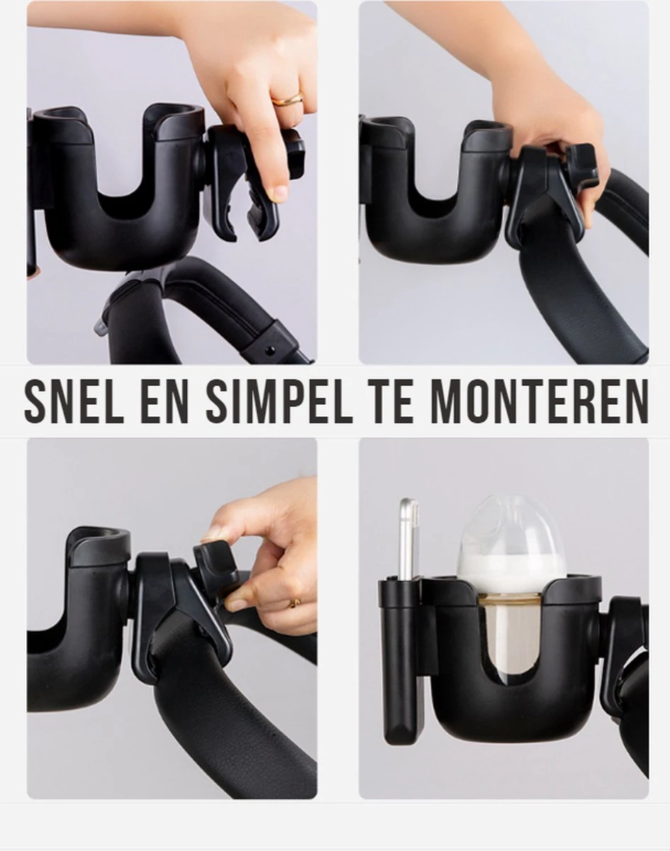Merkloos Allernieuwste Universele Bekerhouder PLUS Telefoonhouder Voor Kinderwagen, Buggy En Fiets - Kinderwagen Accessoires - Combi 2-in-1 - ZWART 7 Merkloos Allernieuwste Universele Bekerhouder PLUS Telefoonhouder Voor Kinderwagen, Buggy En Fiets - Kinderwagen Accessoires - Combi 2-in-1 - ZWART - Afbeelding 5