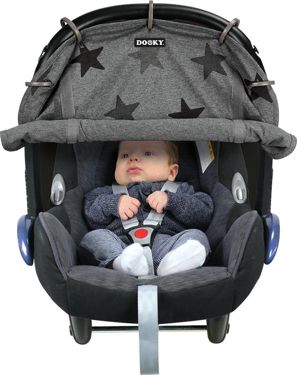 Dooky Universal Cover Zonnescherm Kinderwagen - Grey Stars 10 Dooky Universal Cover Zonnescherm Kinderwagen - Grey Stars - Afbeelding 8
