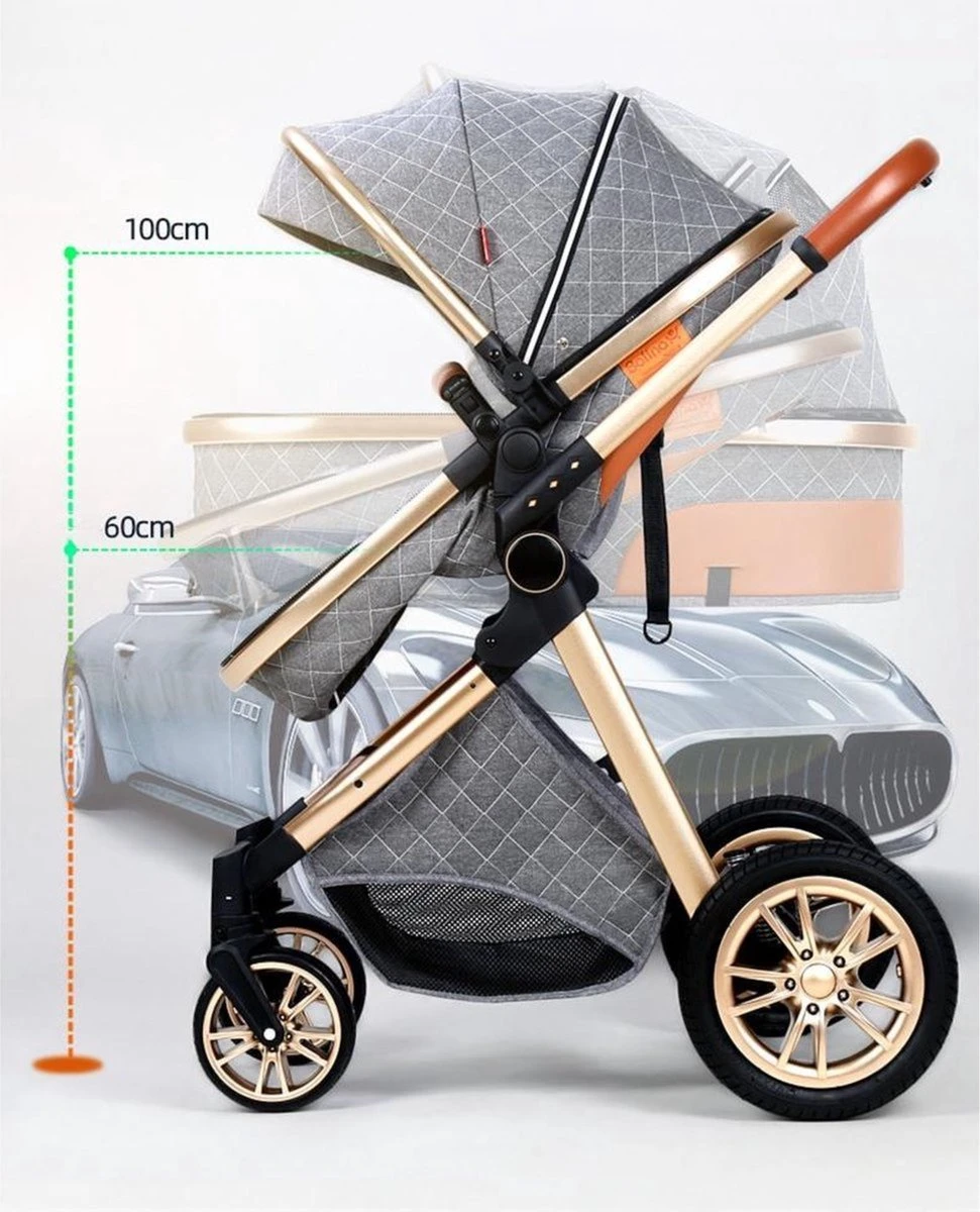 Merkloos Kinderwagen 3-in-1 – Luxe Kinderwagen - Buggy – Wandelwagen - Multifunctioneel – Opklapbaar – Incl Autostoel – Grijs 5 Merkloos Kinderwagen 3-in-1 – Luxe Kinderwagen - Buggy – Wandelwagen - Multifunctioneel – Opklapbaar – Incl Autostoel – Grijs - Afbeelding 3