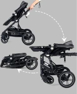 Belecoo - Luxe Kinderwagen - 3-in-1 Buggy - Opklapbare Wandelwagen - Autostoel - Wieg - Multifunctioneel - Zwart -Babyreizen 981x1200 2